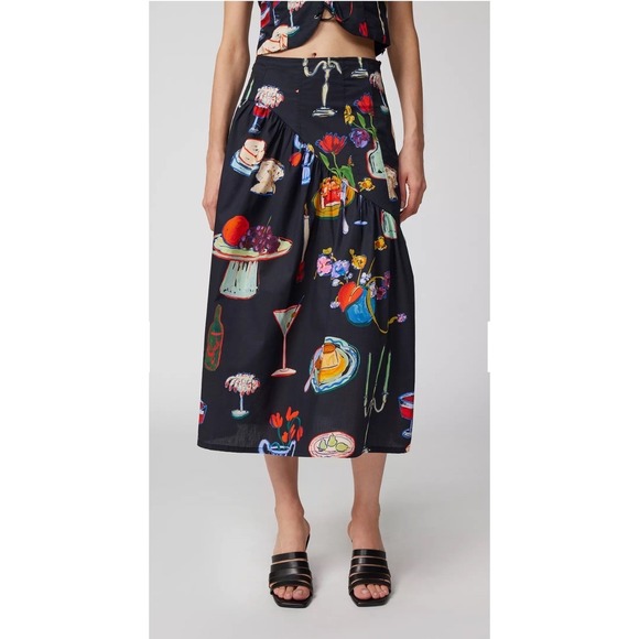 Lisa Says Gah Dresses & Skirts - Lisa Says Gah x Anthropologie Maeve Graphic Midi Skirt Dinner Party NWT Small